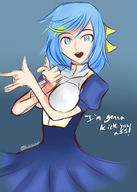 1girl artist:katsunei blue_eyes blue_hair colored croixleur_sigma katerina short_hair text // 1008x1416 // 966KB