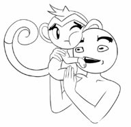 v-tan 1boy 1girl artist:unknown board-tan carrying cute monkey monkey_shantae open_mouth shantae shantae_(series) tail touching // 850x820 // 71KB