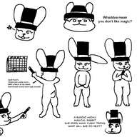 1girl artist:unknown bunini bunny cage hat magic multiple_poses not_vidya rabbit rabbit_girl tagme text top_hat wand // 1000x1000 // 62KB