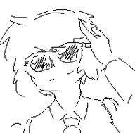 1girl aigis artist:speakyfag breasts hand lineart monochrome mspaint shades sunglasses text // 204x201 // 4.1KB