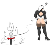 2girls artist:unknown ass hornet insect_girl nier_automata queen_of_v_2025 silksong thread yorha_no._2_type_b // 3500x3000 // 1.0MB