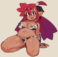 1girl artist:wamudraws bikini cowprint cowprint_bikini doubleshake fat huge_breasts loam // 848x834 // 272KB