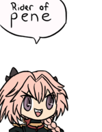 1boy artist:goseb90 astolfo bow braid colored fang fate_(series) fate_grand_order parody pene pink_hair purple_eyes speech_bubble text // 504x651 // 145KB