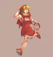 artist:kujalla buff cleavage colored mega_man_(series) muscles picnic_basket roll running sideboob // 935x1000 // 264KB