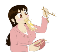 1girl artist:harrace dave_the_diver eating soup yui // 1000x932 // 256KB