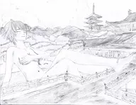 3girls background covering eyes_closed fire_emblem fire_emblem_fates fire_emblem_heroes giant giantess hinoka laying_down medium_breasts nude oboro sakura smile traditional_medium // 2200x1700 // 1.9MB