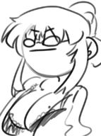 1girl artist:lunaticsoda bra breasts glasses mole monochrome senran_kagura solo suzune // 800x1077 // 331KB