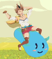 1girl atelier_(series) atelier_ryza blue_puni brown_hair colored eyes_closed reisalin_stout smile // 419x472 // 17KB