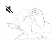 1girl akai_hime anthro artist:pickleticklr disembodied_hand eyes_closed fox fox_girl furry hand_on_head monochrome mute muzzle nose sketch snout wild_assault // 1366x1012 // 239KB