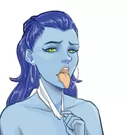 alternate_costume alternate_hairstyle artist:bishopbb colored overwatch tongue_out widowmaker // 1124x1204 // 188KB