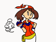 1girl animated artist:babazul bandana black_eyes brown_hair colored gif gloves may pokeball pokemon pokemon_rse smile // 560x420 // 51KB