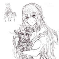 chika_hakozaki dog hyperdimension_neptunia monochrome scottish_terrier vert // 1000x1000 // 825KB