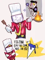 2boys artist:unknown chef_hat cooking deltarune spamton tagme tanna // 1031x1373 // 329KB