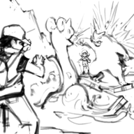 1boy 1girl artist:kujalla lapras lyra pokemon pokemon_hgss pokemon_rby red typhlosion wip // 1280x1280 // 900KB