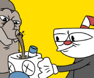 colored cuphead cuphead_(series) dead elder_kettle mugman reaction_image // 900x750 // 195KB