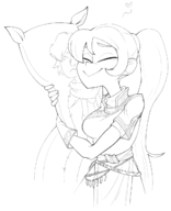 1girl artist:coolstylefag dakimakura eyes_closed fire_emblem gloves heart hugging lineart lyn mark ponytail tactician // 1018x1256 // 344KB