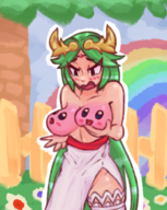 artist:superwagon64 breasts colored kid_icarus kid_icarus_uprising kirby kirby_(series) palutena transformation // 1114x1400 // 2.4MB