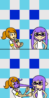 colored crossover female ink inkling purple_hair reporter rhythm_heaven splatoon // 500x1000 // 164KB