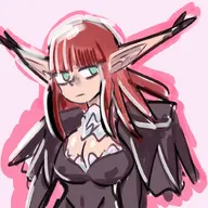 1girl artist:strugglingquota breasts elf green_eyes hulkenberg metaphor_refantazio red_hair // 1000x1000 // 461KB