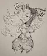 1girl artist:pikapika212 ass furry noelle_holiday panties traditional_medium // 827x980 // 101KB