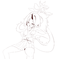 1girl artist:zeniselv blue_archive breast_grab breasts dragon_girl flat_chest grabbing halo horn monochrome nipples renge tail // 1150x1169 // 281KB