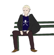 1boy bench blonde_hair colored kanji_tatsumi parody persona persona_(series) persona_4 sad short_hair sitting skull // 1437x1476 // 184KB