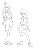 ace_attorney artist:righteoustea crossover maya_fey misty pokemon sailor_uniform schoolgirl // 922x1302 // 333KB