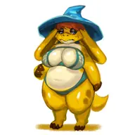 1girl anthro artist:kujalla atlyss belly blue_eyes bra breasts furry hat huge_breasts kobold oc original_character panties shiny shiny_skin thick_thighs tummy witch_hat wizard_hat // 1920x1920 // 1.4MB