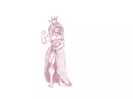 1girl buff crown dress feet flexing monochrome not_vidya oc princess sketch skirt_lift team_peep // 2048x1536 // 134KB