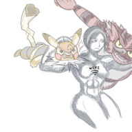 abs headlock incineroar muscles pikachu pikachu_libre pokemon super_smash_bros wii_fit wii_fit_trainer wrestling // 1600x1600 // 1.8MB