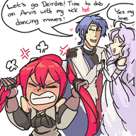 1boy 2girls artist:davewaterfalls deirdre fire_emblem pig_tails severa sigurd // 1400x1400 // 633KB