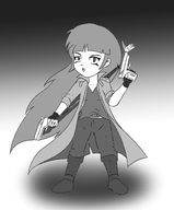 1girl artist:ESAnon boots chenso_club cosplay dante devil_may_cry firearm greyscale gun lineart loli monochrome pistol plum weapon witch // 2026x2448 // 1.1MB