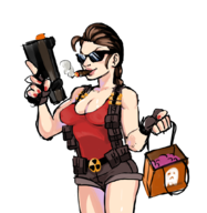 1girl artist:penelopeandme cosplay duke_nukem duke_nukem_(series) halloween lara_croft tomb_raider // 1033x1059 // 492KB