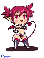 1girl artist:gusgux blush boots chibi disgaea etna midriff pigtails red_eyes red_hair tail wings // 1620x2160 // 455KB