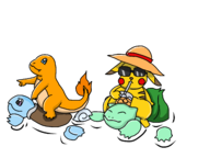 2019_summer_collab blue_eyes bulbasaur charmander collab colored drink hat pikachu pokemon purple_eyes shades squirtle summer_collab sunglasses // 1600x1200 // 272KB