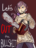 1girl akane_kurashiki artist:unknown chainsaw colored text zero_escape zero_time_dilemma // 800x1075 // 790KB