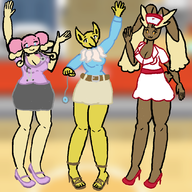 3girls artist:runebrave furry heels hypno lopunny nurse pokemon tagme waving // 1080x1080 // 194KB