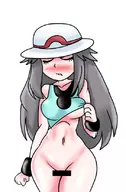 bottomless censored embarrassed flashing green groin midriff pokemon shirt_lift underboob wide_hips // 543x827 // 48KB