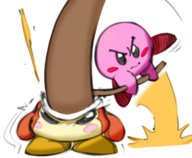1boy artist:unknown colored colorist:miqotefag hammer kirby kirby_(series) third-party_coloring waddle_dee // 750x619 // 256KB