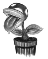 artist:unknown drool monochrome piranha_plant super_mario tongue // 992x1202 // 225KB