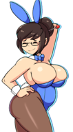 1girl artist:iggy_bomb bunny_suit glasses huge_breasts mei-ling_zhou overwatch thick // 1100x2000 // 489KB