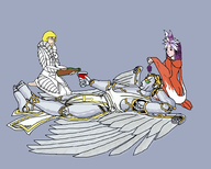 1boy 2girls amane amane_kuzuryu artist:gusgux colored devil_survivor grapes judge_form metatron smt strange_journey wine wings zelenin // 2000x1600 // 471KB