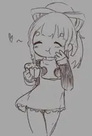 1girl artist:floors cupcake eating food loli mega_man_(series) roll_caskett yum // 838x1236 // 74KB