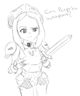 1girl 4chan artist:misterskits marie_korbel peeps sketch skullgirls sword team_peep text // 700x842 // 166KB