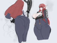 1girl artist:unknown ass breasts colored crotch halberd holding_object huge_breasts hulkenberg looking_at_viewer metaphor_refantazio multiple_poses red_hair thick_thighs weapon wide_hips // 2000x1500 // 1.3MB