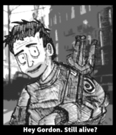 1boy artist:skai barney_calhoun half-life monochrome parody short_hair text // 423x493 // 122KB