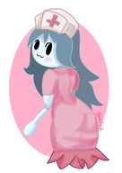 1girl artist:bluefrok ass nurse_outfit spooky // 2893x4092 // 1.4MB