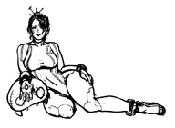 1girl cosplay crossover female ffx final_fantasy final_fantasy_x lulu metroid monochrome plush short_hair square_enix wide_hips zero_suit zero_suit_samus // 750x550 // 96KB