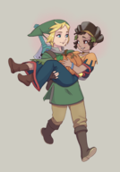 1boy 1girl artist:dmgboost kina link princess_carry pumpkin skyward_sword the_legend_of_zelda // 2040x2920 // 1.5MB