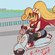 1girl artist:kikagaro coco_bandicoot crash_bandicoot_(series) helmet riding scooter vehicle // 312x312 // 86KB